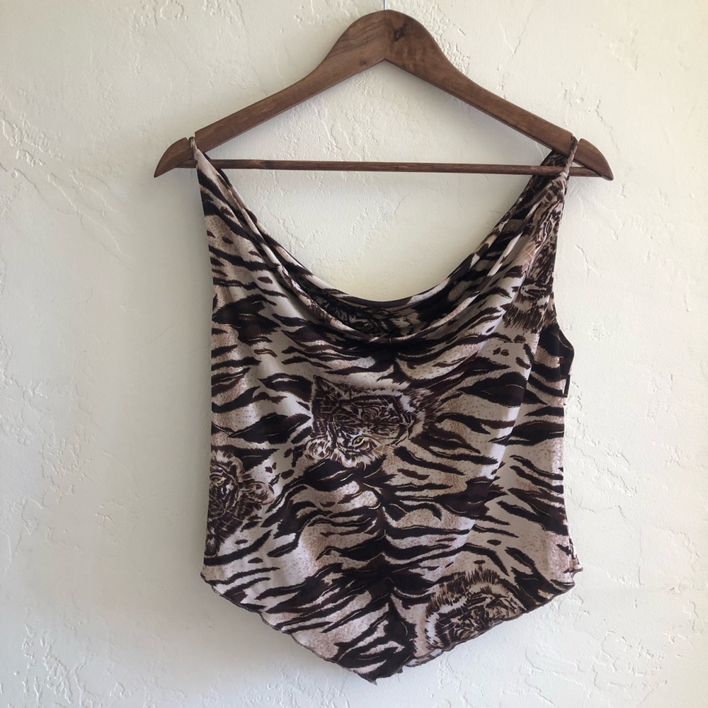 Slinky 90’s mesh animal print tank top